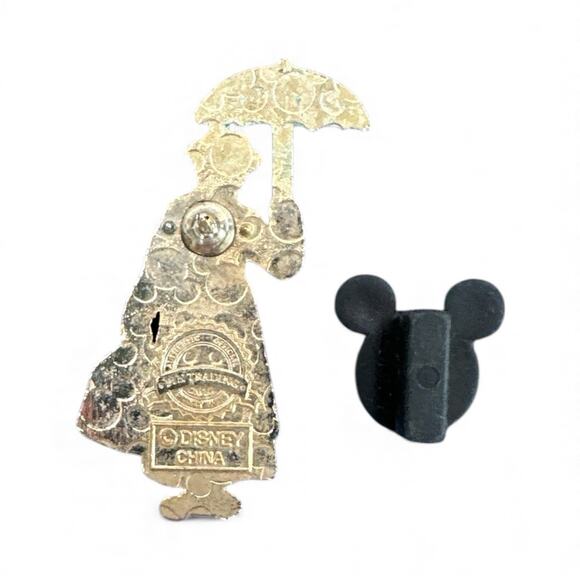 RETIRED Disney Pin Mary Poppins Julie Andrews Umbrella Carpet Bag Hat Perfectly - Picture 2 of 3